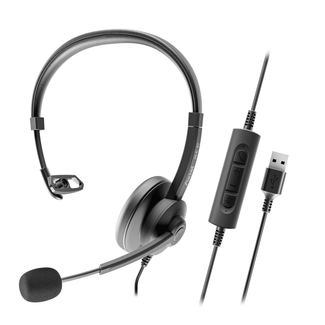 Casti Head-band Axtel AXH-ACEUCM, Wired, noise-canceling, negru — miniatură