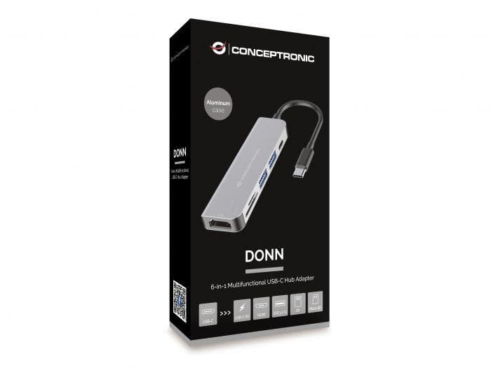 Docking station CONCEPTRONIC DONN02G, USB Type-C, 60W, Gri — miniatură