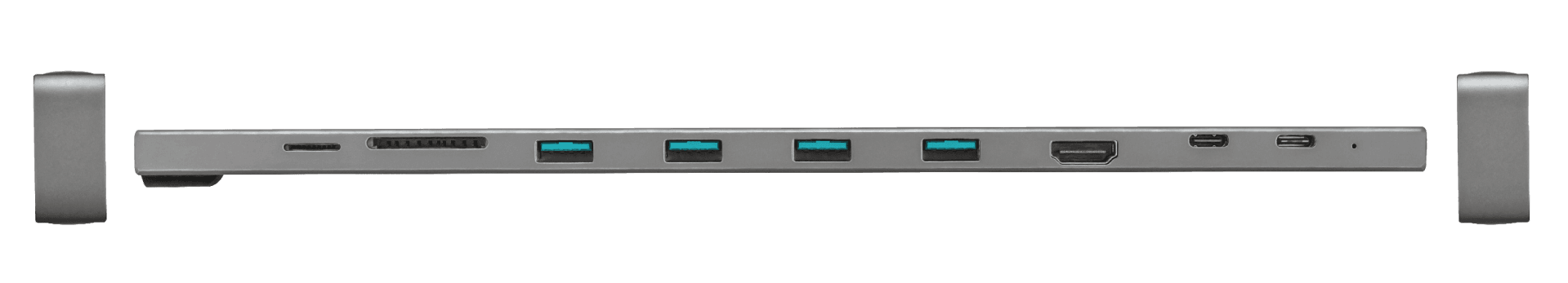 Hub USB Trust Dalyx, USB-C, 10 porturi, HDMI, RJ-45, Argintiu — miniatură
