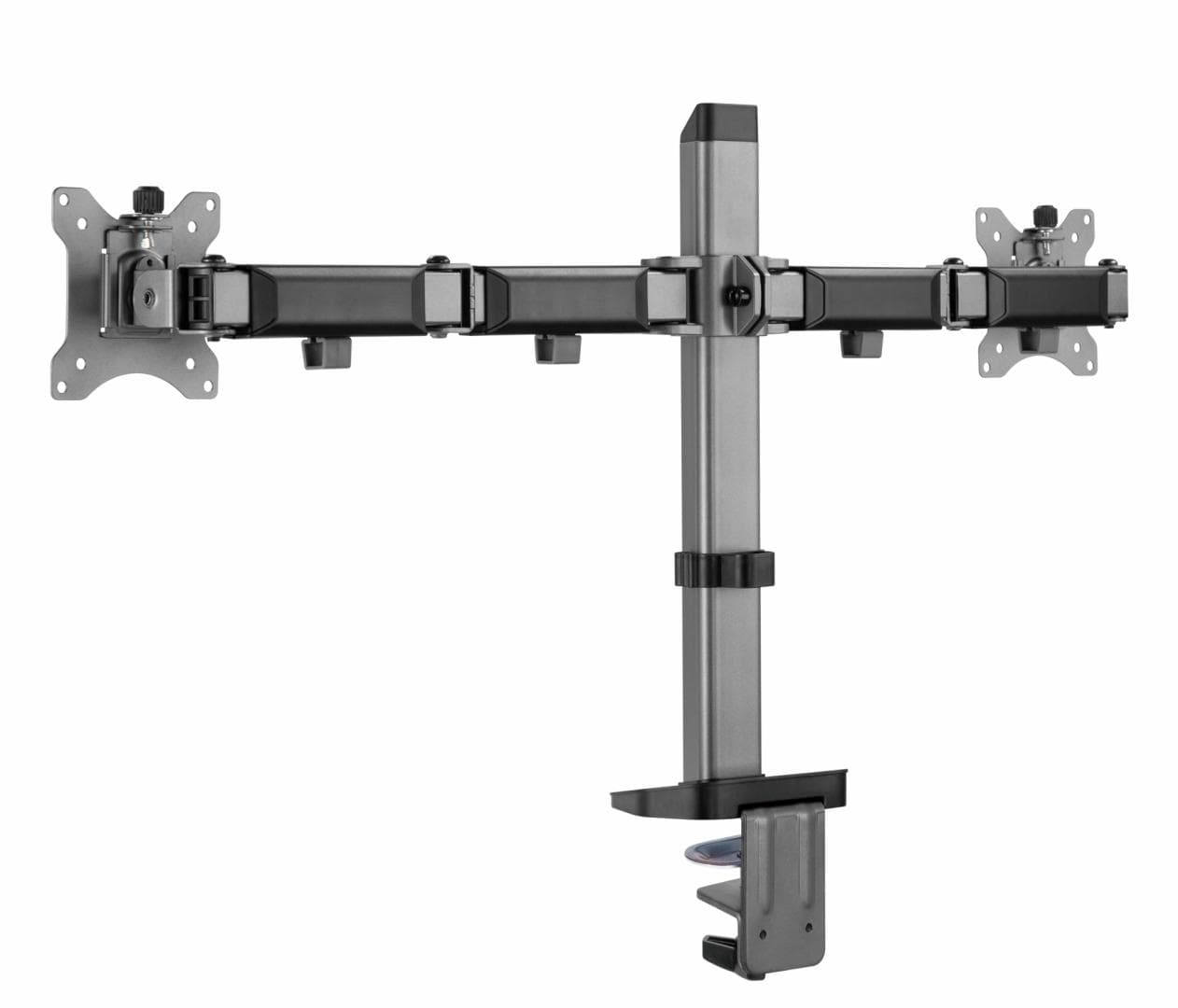Suport 2 monitoare Serioux MM55-C024, compatibilitate dimensiune ecran 17"-32", greutate maximă suportata: (per ecran): 9kg, VESA: 75x75, 100x100, inclinare: +70°~-70°, pivotare: +90°~-90°, rotația ecranului: + 180°~-180°, instalare: clemă, grommet — miniatură