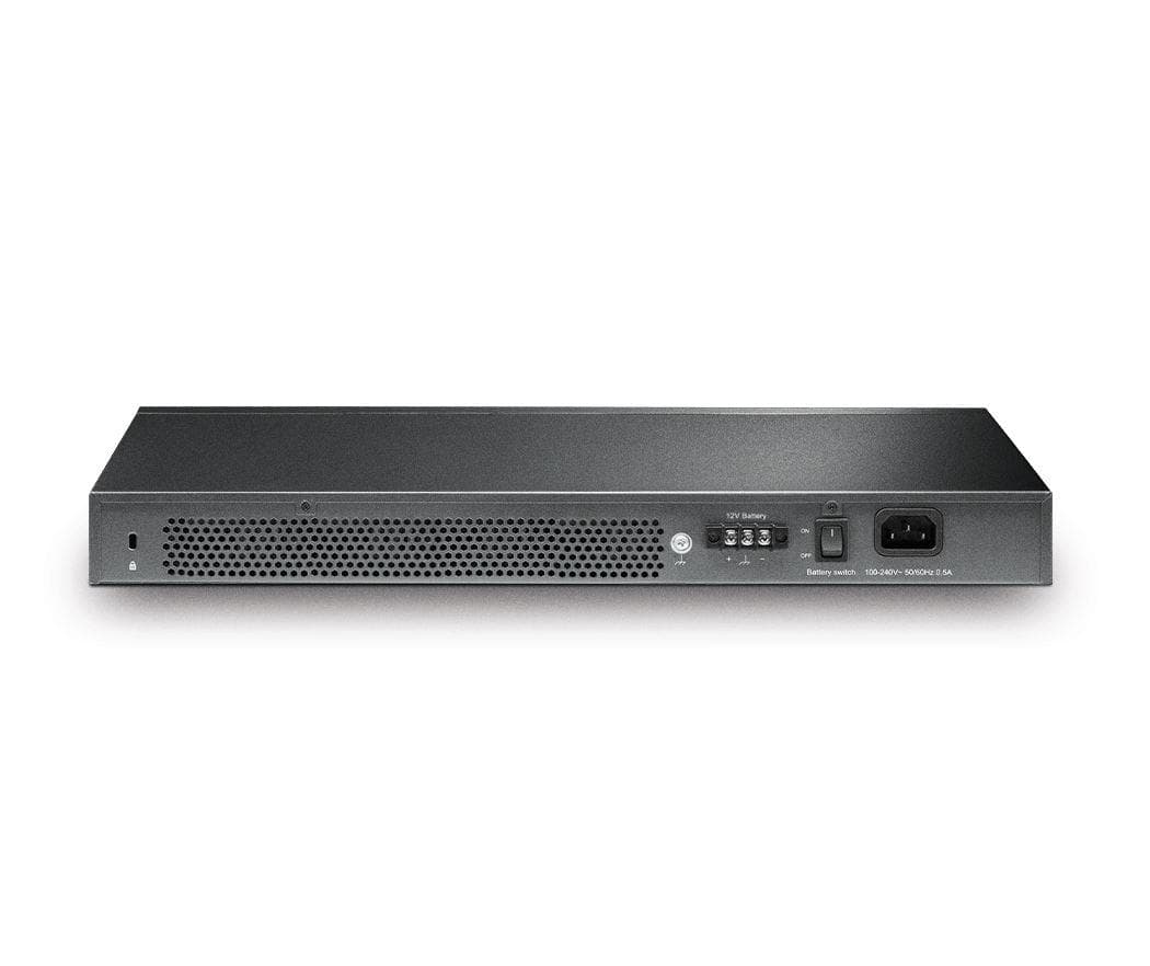 "JetStream™ 24-Port Gigabit L2+ Managed Switch with 4 10GE SFP+ Slots and UPS Power Supply PORT: 24× Gigabit RJ45 Ports, 4× 10G SFP+ Slots, RJ45/Micro-USB Console Port SPEC: 1U 19-inch Rack-mountable Steel Case FEATURE: Static Routing, OAM, sFlow, DDM, 802.1Q VLAN, QinQ, STP/RSTP/MSTP, IGMP — miniatură