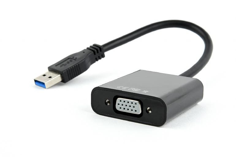 Cablu video GEMBIRD, adaptor USB 3.0 (T) la VGA (M), 15cm, rezolutie maxima Full HD 1920 x 1080 la 60Hz, negru
