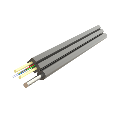 Cablu fibra optica 4 fibre flat drop SM, 600N, cu sufa, intarziere la flacara, protectie apa, LSZH, int/ext - SAMM, tambur de 1000m.