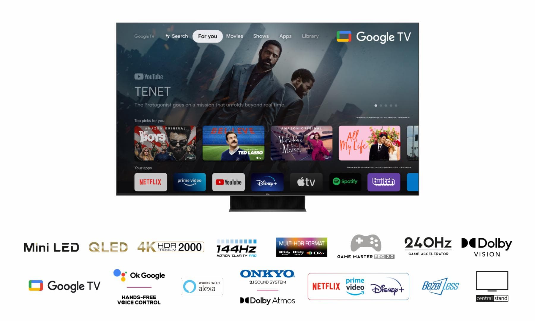 Televizor Smart QLED TCL 75C845 190,5 cm (75") 4K Ultra HD Wi-Fi Negru — miniatură