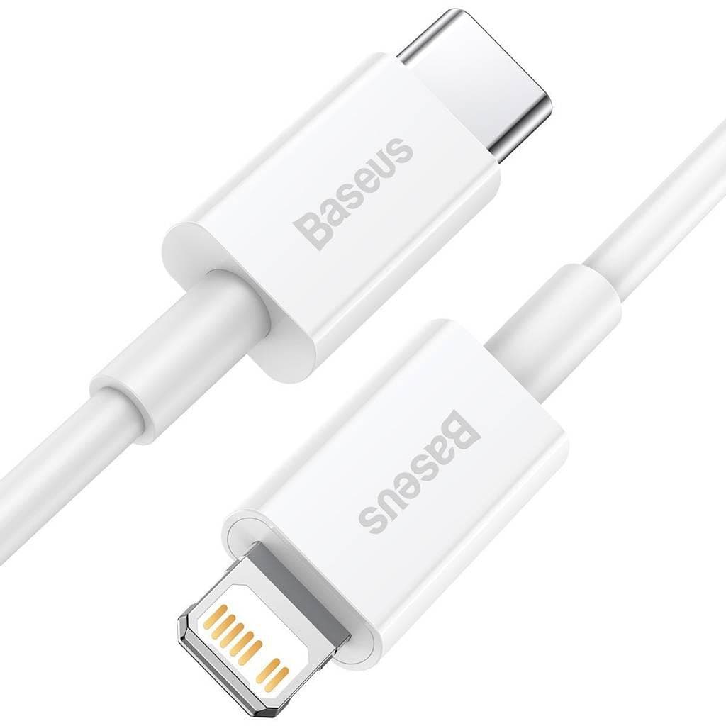 CABLU alimentare si date Baseus Superior, Fast Charging Data Cable pt. smartphone, USB Type-C la Lightning Iphone PD 20W, 0.25m, alb — miniatură