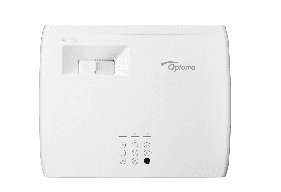 Videoproector Optoma UHZ35ST, UHD 3840*2160, 3.500 lumeni, 500.000:1, 16:9/ 4:3/ 16:10, laser 30.000 ore, distanta maxima de proiectie 3.3m, 2 * HDMI, Audio 3.5mm, USB-A power 1.5A, RS232, RJ45, 28dB-35dB, Security bar, Kensington Lock, protejare cu parola, IP6X, telecomanda cu baterii incluse, boxa — miniatură