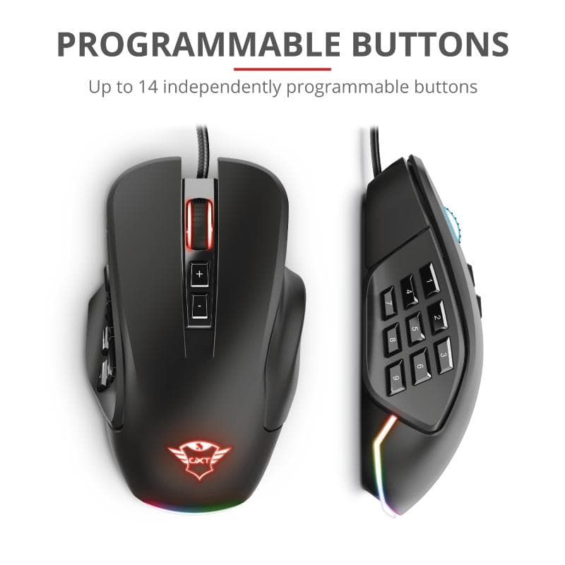 Mouse Gaming Trust GXT 970 Morfix, 10000 dpi, Negru — miniatură