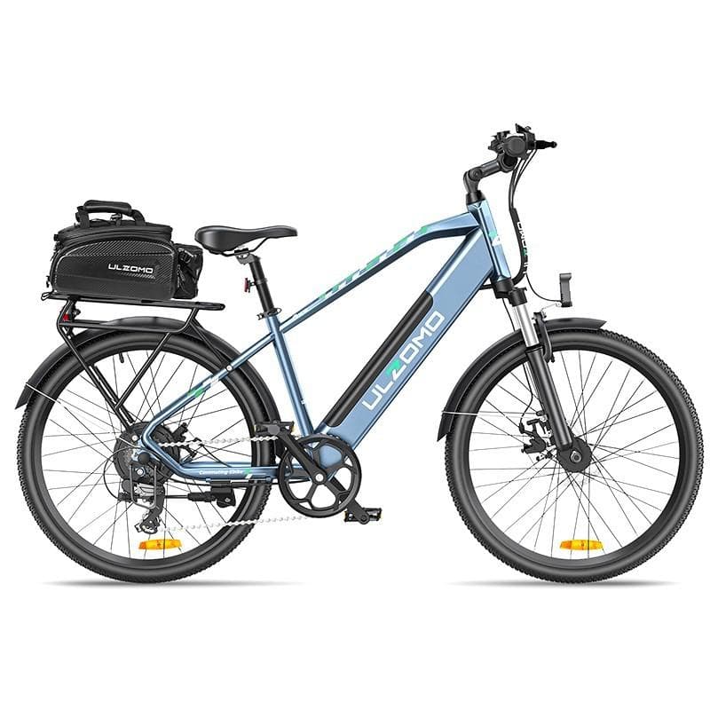 Bicicleta electrica Ulzomo Metro 26 E-bike, 250W, 36V 17Ah, autonomie 100km, viteza maxima 25km/h, Blue, 26'' — miniatură