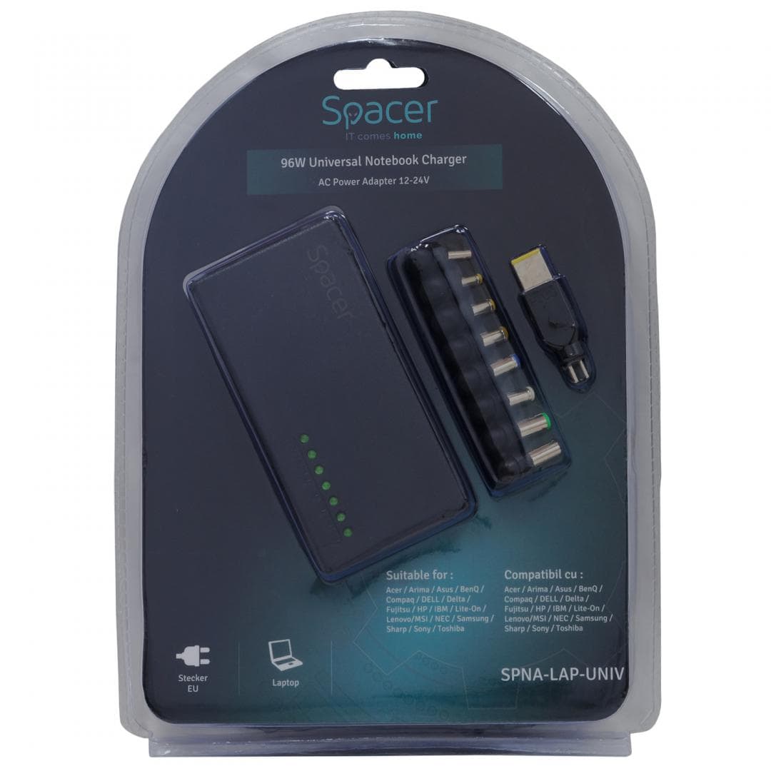 Incarcator Laptop SPACER SPAL-LAP-UNIV, 96W, Negru — miniatură