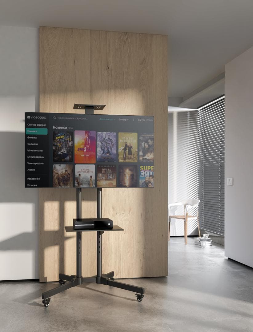 Stand TV mobil Akai 37"-70", inclinatie +10/-10°, VESA 600x400, 50kg, negru — miniatură