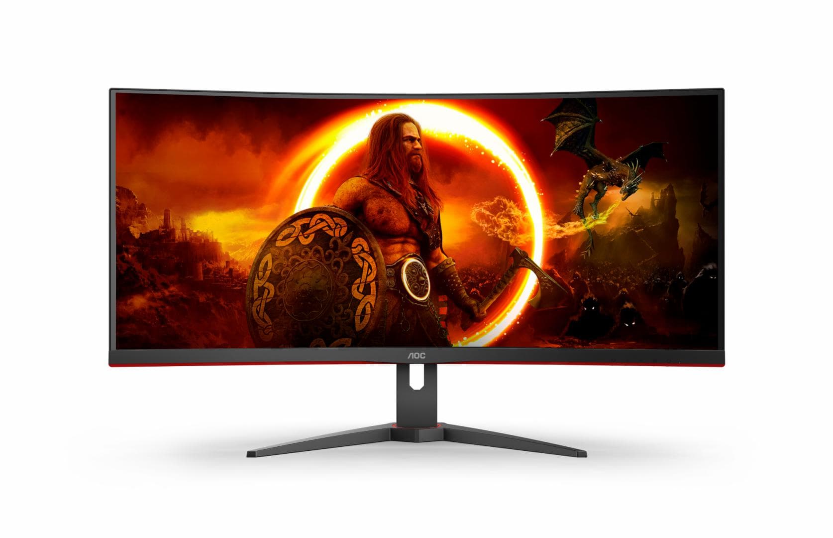 Monitor Gaming AOC CU34G2XE/BK, 34", 3440 x 1440 pixeli, Black, Red — miniatură