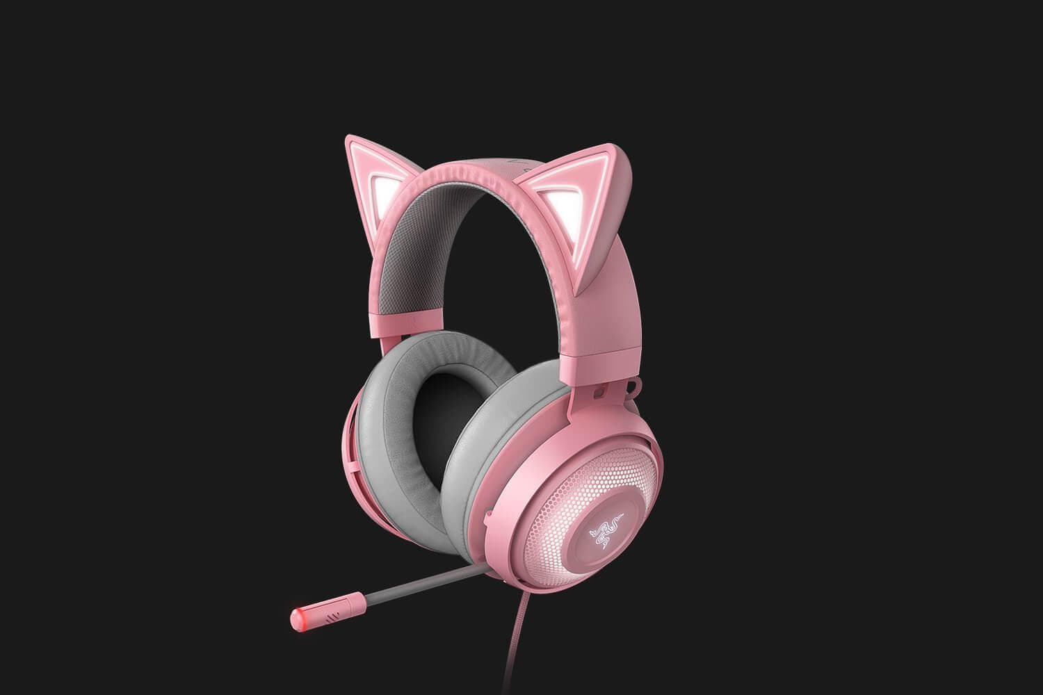 Casti Gaming Head-band Razer Kraken Kitty, Wired, noise-canceling, Roz — miniatură