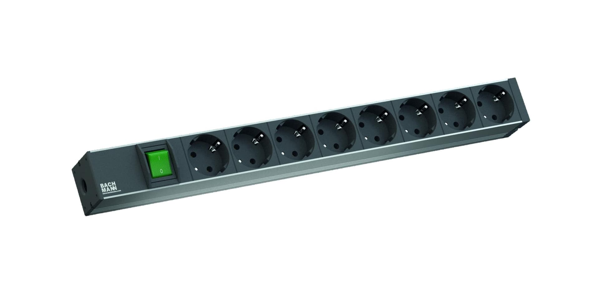 Bachmann IT PDU 8x prize Schuko ,1x switch, 2-pole, impamantare, intreruptor,2m, in Schuko,negru,Aluminiu