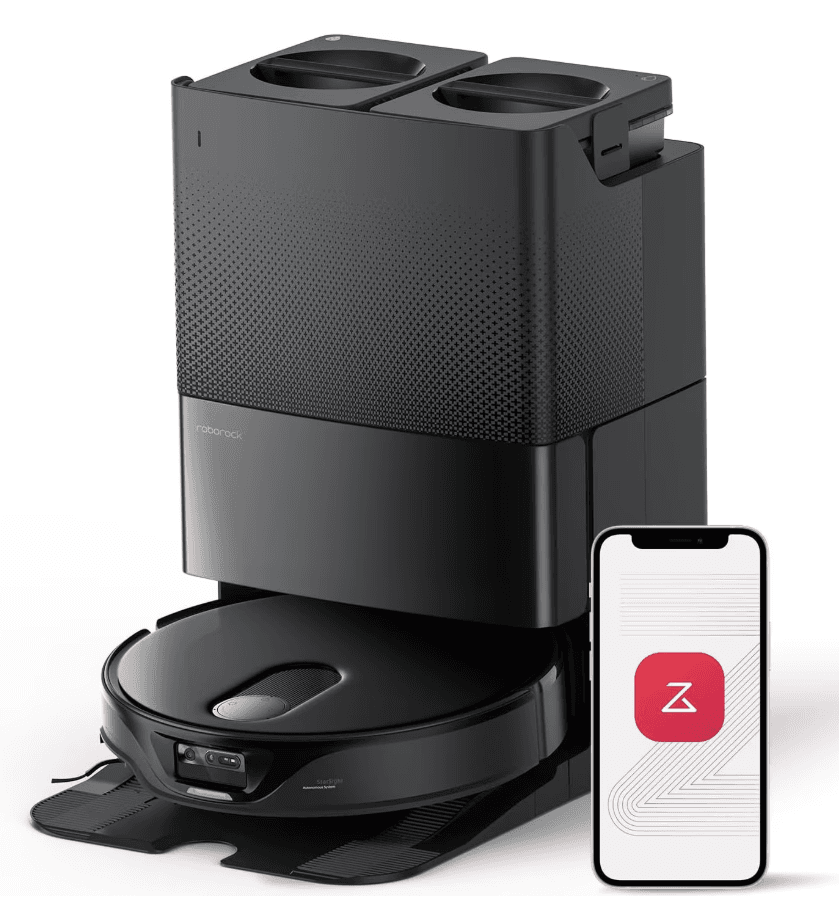 Robot de aspirare Roborock Qrevo Slim, aspirator, mop si staie inteligenta de golire automata, 60W Lidar, 11000 PA, 5200mAh, negru