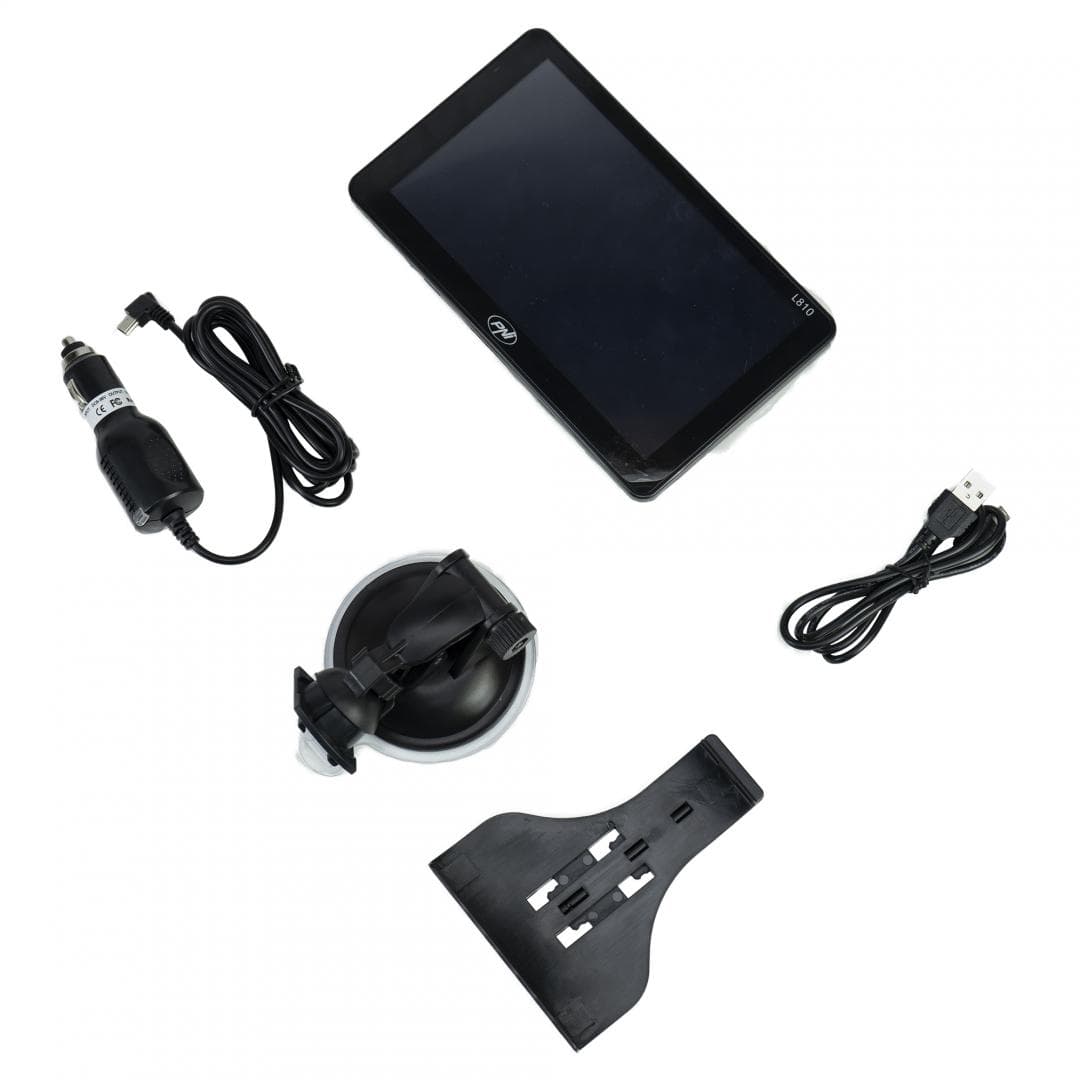 PNI L810 SISTEM NAVIGATIE 7", Windows CE 6.0, Rezolutie: 800 x 480, Aspect: 16:9, Procesor: 800 MHz. Meemrie RAM 256 Mb, Memorie interna: 8Gb, Slot MicroSD, max 32Gb, Culoare Negru, FM Transmitter, Fara harti incluse. — miniatură