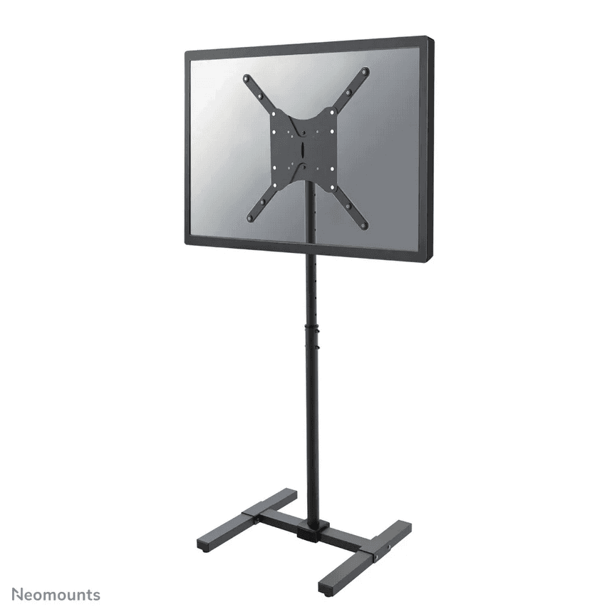 Stand podea mobil/fix Neomounts NS-FS100BLACK; pentru display-uri cu diagonale 10"-55", sistem de prindere VESA 75x75~400x400, greutate maxima suportata 20kg, tilt +30°, rotate 6°, inaltime reglabila manual 750-1240mm; management cabluri, 1 stalp; dimensiuni 502x454x1240; culoare negru. Garantie 5