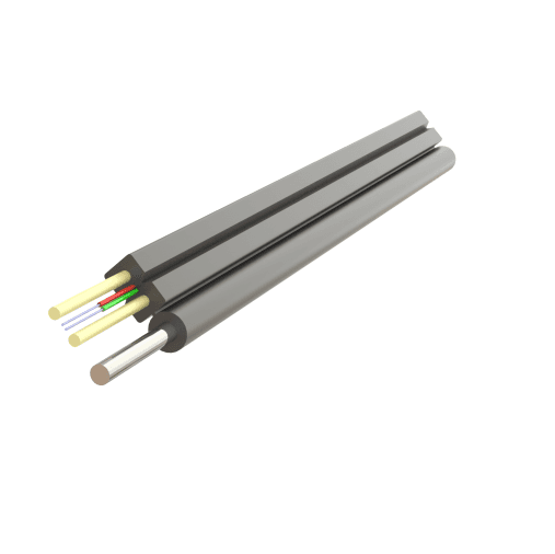 Cablu fibra optica 2 fibre flat drop SM, 600N, cu sufa, intarziere la flacara, protectie apa, LSZH, int/ext - SAMM, tambur de 1000m.
