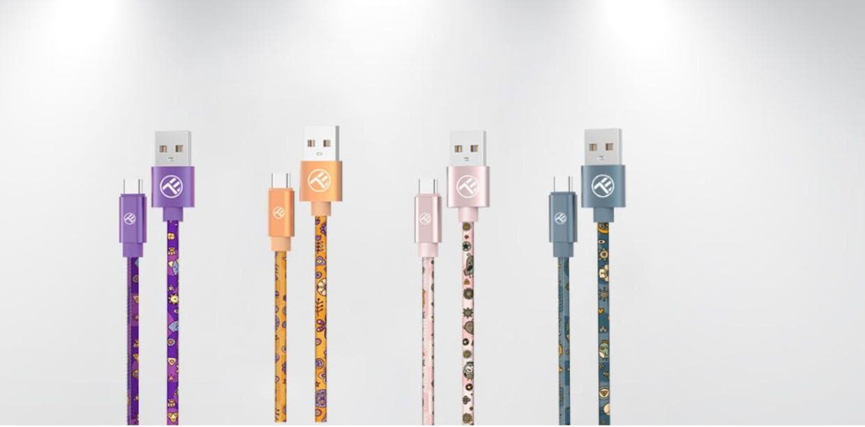 Tellur Graffiti USB to Type-C cable, 3A, 1m, purple — miniatură