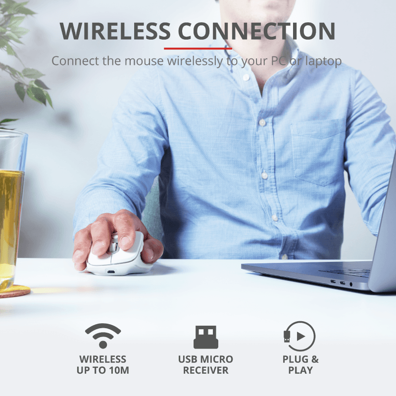 Mouse Wireless Trust Ozaa, 2400 dpi, Alb — miniatură