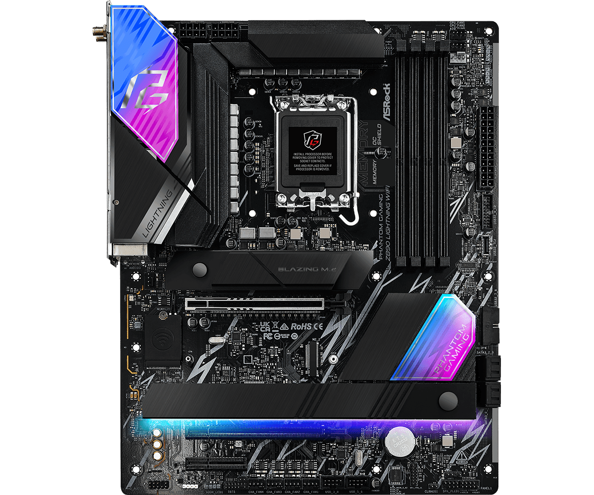 Placa de baza ASRock Phantom Gaming Z890 Lightning WiFi, Socket 1851, DDR5, ATX — miniatură