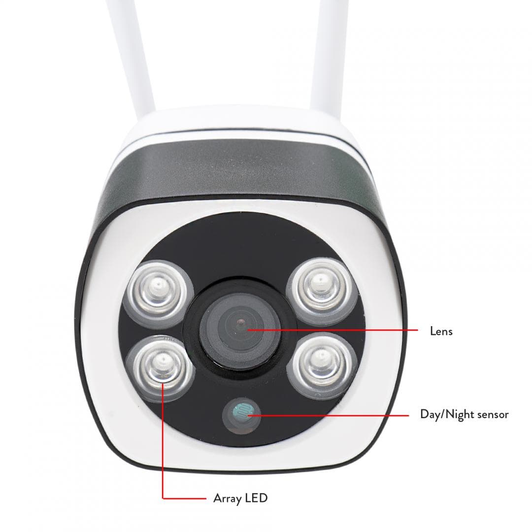 Camera supraveghere video PNI IP649 cu IP, 2MP 1080P, WiFi, slot card micro SD, compatibila cu aplicatia Tuya Smart, Culoare: Alb / Negru, Senzor imagine:1/2.9" CMOS F37, Rezolutie: 1080P (1920 x 1080), Tip lentila: f:3.6mm, Compresie imagine: H.264+, Microfon integrat, Difuzor integrat, 1 X 10/100 — miniatură