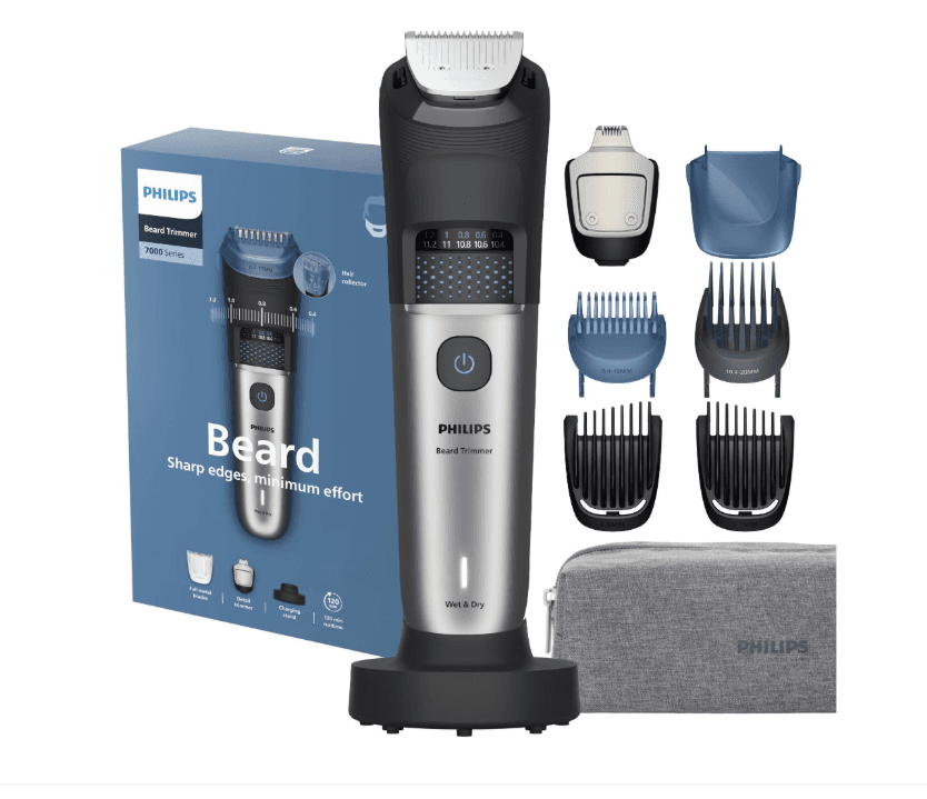 Aparat de tuns electric Philips BT7670/15 Seria 7000, 40 setari lungime, tehnologie BeardSense, 100% rezistent la apa, husa transport, Gri