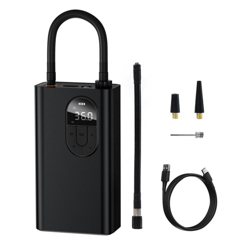 Compresor auto Baseus Energy Source, acumulator integrat 2400mAh, display LED, presiune maxima 3 bar, negru