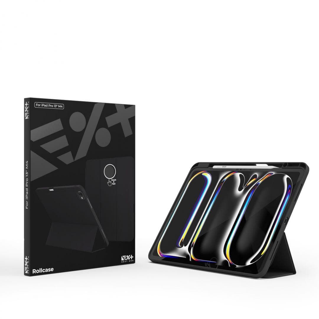 Husa de protectie Next One Rollcase pentru iPad Pro 13" M4, cu suport pentru stilou, Negru — miniatură