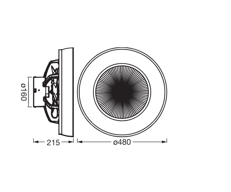 Plafoniera LED cu ventilator Osram Encapsulate cu Telecomanda, 49W, 3000lm, lumina alba (2700-6500K), dimabila, IP20, max 1900 m³/h, timer 2h-4h, Alb/Auriu — miniatură
