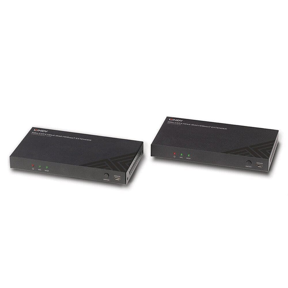 Lindy 100m Cat.6 HDMI 4K60 HDBaseT Extender Description Distributes HDMI resolutions up to 100m over Cat.6 network cable via HDBaseT technology Supports HDMI 18G resolutions up to 4K@60Hz 4:4:4, with additional support for HDR ARC Support as well as RS-232, CEC & Ethernet pass-through & bi — miniatură