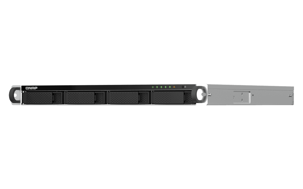 NAS QNAP 464U 4-Bay, CPU Intel Celeron N5105/N5095 4-core/4-thread Processor, RAM 8GB RAM onboard (not expandable), 2.5"/3.5" SATA 6Gbps HDD (neincluse), LAN: 2 x 2.5GbE (2.5G/1G/100M/10M), USB3.2 Gen1: 2, 1U, single PSU (not upgradeable to RP)
