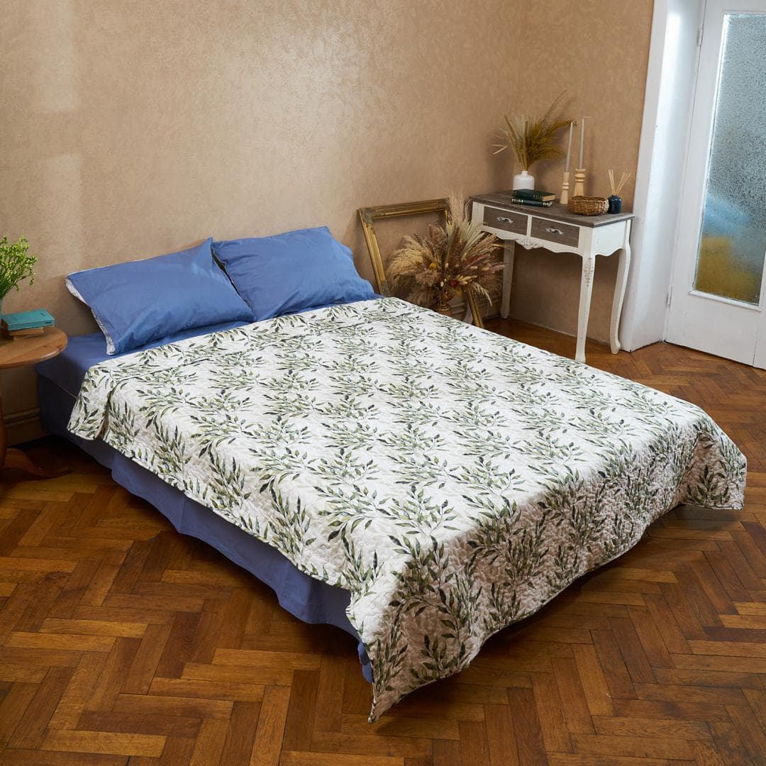CUVERTURA MATLASATA 200X220 CM OLIVE — miniatură
