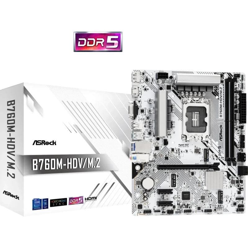 Placa de baza ASRock B760M-HDV/M.2, LGA 1700, DDR5, Micro-ATX