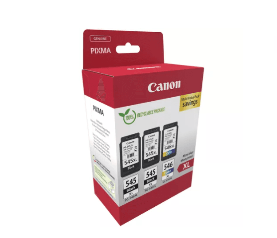 Canon pachet cartuse cearneala PG-545XL X2 /CL-546XL MULTIPACK, capacitate negru: 2 X 400 pagini/13ml, Color: 300 pagini / 15ml, Compatibil cu: PIXMA 2550S, PIXMA IP2850, PIXMA MG2450, PIXMA MG2550, PIXMA MG2950, PIXMA MG3050, PIXMA MG3051, PIXMA MG3052, PIXMA MG3053, PIXMA MX495, PIXMA TR4550 — miniatură