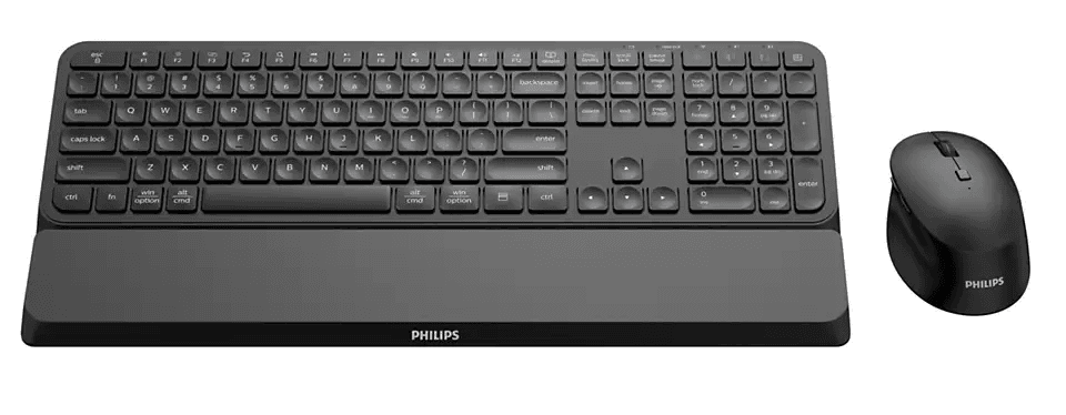 Kit Wireless tastatura si mouse Philips SPT6607B/00, taste numerice, negru