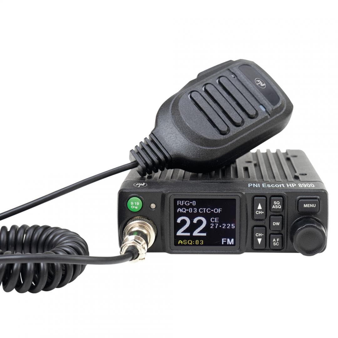 PNI-HP8900 - Statie radio CB PNI Escort HP 8900 ASQ, 12V / 24V, RF Gain, Roger Beep, CTCSS-DCS, Dual Watch AM/FM comutati doar in banda EU, Tip banda emisie: AM/FM, 40 canale, Frecventa: 26.965 - 27.405 MHz, Difuzor: 3W, Alimentare: 12/24V, Dimensiuni: 122 x 130 x 37 mm, Montaj 1 DIN, ASQ. — miniatură