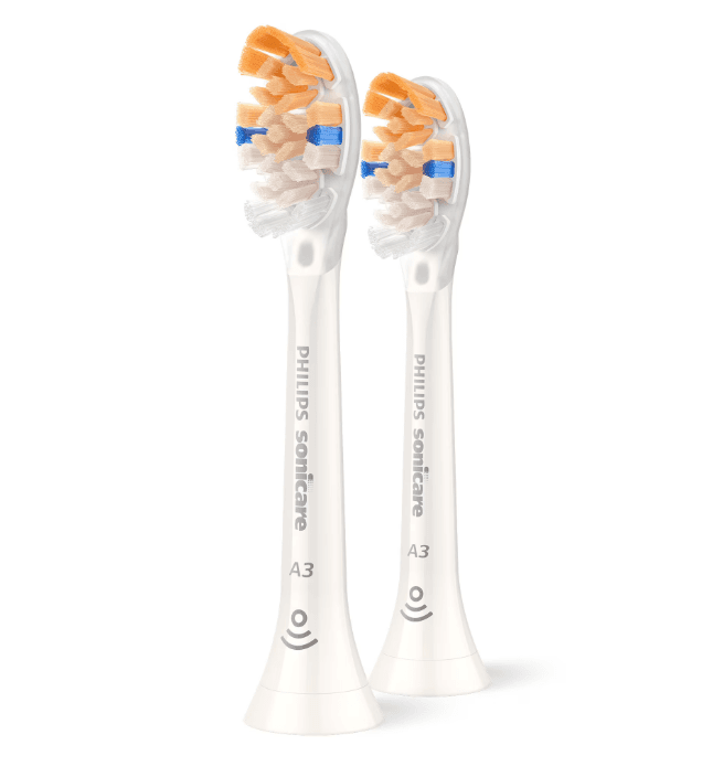 Rezerve PHILIPS Sonicare A3 Premium All in One HX9092/87, Pachet de 2 capete de periere standard, Sincronizarea modurilor BrushSync, Alb, L x A x I (mm) 25.7x60x230.5 — miniatură
