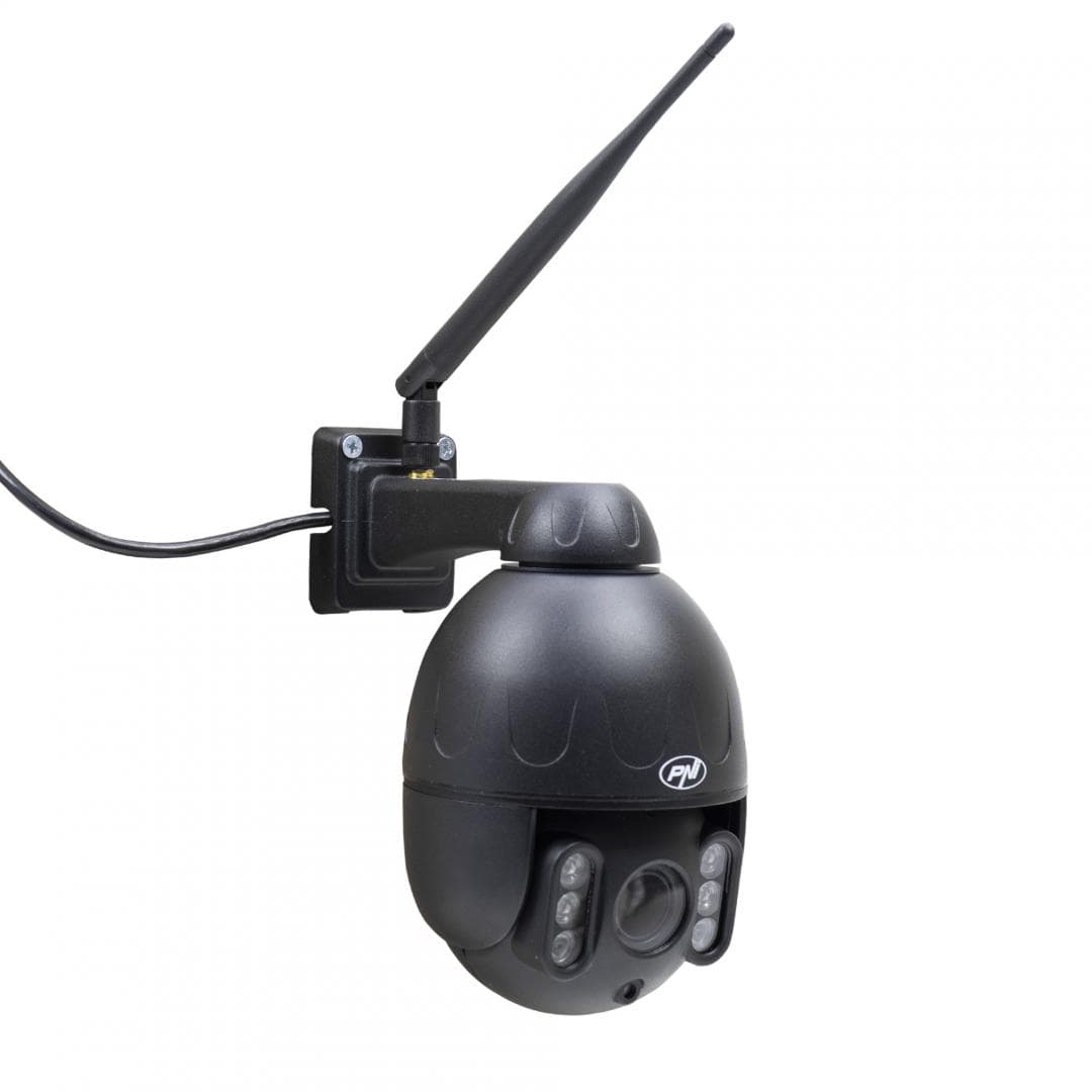 Camera supraveghere video PNI IP655B 5MP WiFi PTZ 5X Zoom optic H265, slot microSD, stand-alone, Night Vision 50m IP66 Alarma detectie miscare Comunicare audio bidirectionala, Senzor imagine: 1/2.8" SONY335 low lux CMOS, 5MP, Rezolutie: 2560x1920, 800x600, 640x480, lentila: 2.7-13.5mm 5X optical — miniatură