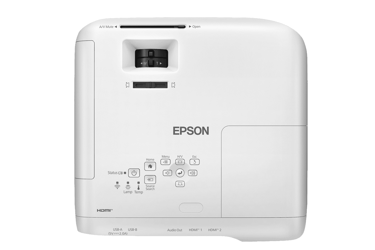 PROJECTOR EPSON EB-FH54, Tehnologie 3LCD, Luminozitate: 4100 lumeni, Rezolutie: 1080p, Aspect: 16:9, Contrast 16.000 : 1, Sursa lumina: Lampa, Dimensiune maxima proiectie: 31"-304", Distanta proiectie: 0.9m-8.9m, Interfata: USB, WI-FI, 2 x HDMI, Miracast, Jack, Dimensiuni: 309‎ x 293 x 105 mm — miniatură