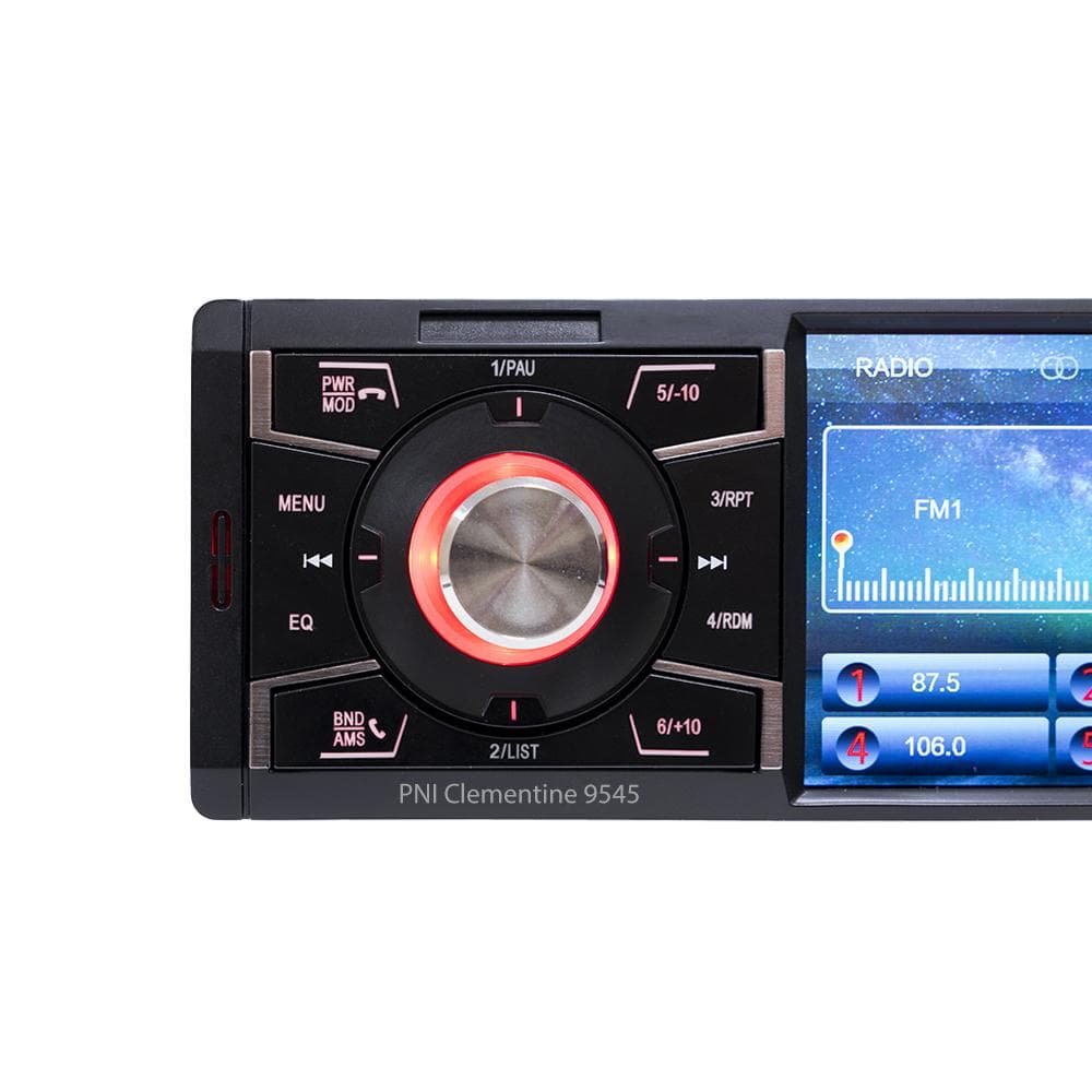 PNI MP5 PLAYER AUTO 1DIN 4" display Clementine 9545,50Wx4, Bluetooth, Radio FM, SD, USB, 2 x RCA video in, AUX in, 1 x RCA Intrare / Iesire video 1 x RCA Intrare video pentru camera marsarier, Redare video full HD 1920 x 1080px, Format fisiere redare: MP5, MP3, MP4, WMA, WAV etc. — miniatură