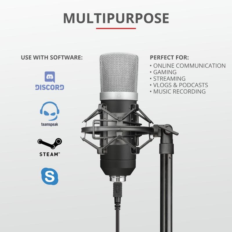 Microfon Trust GXT 252 Emita Streaming, tip Condenser, USB — miniatură