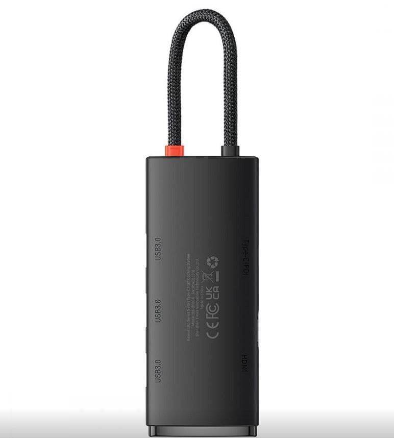 Docking station Baseus Lite, USB Type-C, 100W, Negru — miniatură