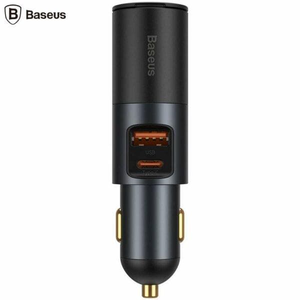Incarcator auto Baseus Share Together, 1 x USB Output 5V/3A, 1 x USB Type-C max 5V/3A si 1 x bricheta auto 60W, total output 120W, pt. bricheta auto, gri