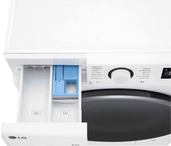 Masina de spalat rufe cu uscator LG F2DR508S1W, 8 kg Spalare, 5 kg Uscare, 1200 rpm, Motor Direct Drive, Clasa B, TurboWash, Alb — miniatură