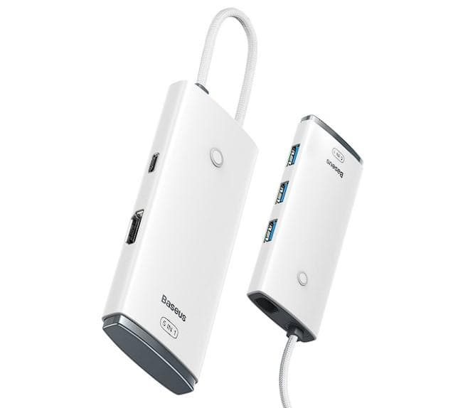 Docking station BASEUS Lite, USB Type-C, 100W, Alb