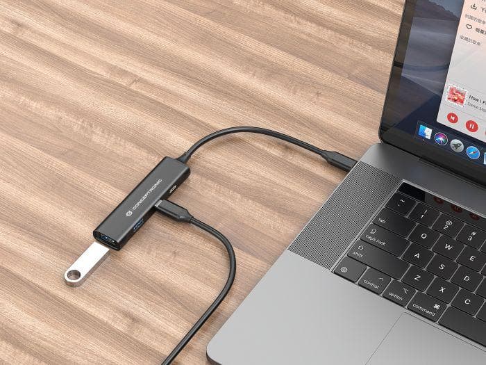 Hub USB Conceptronic HUBBIES, USB-C, 4 porturi, Negru — miniatură