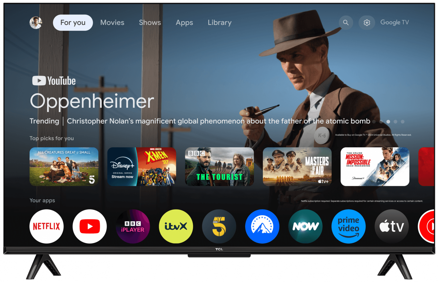 Televizor LED TCL 43P61K, 109 cm, 4K, Smart Google TV — miniatură