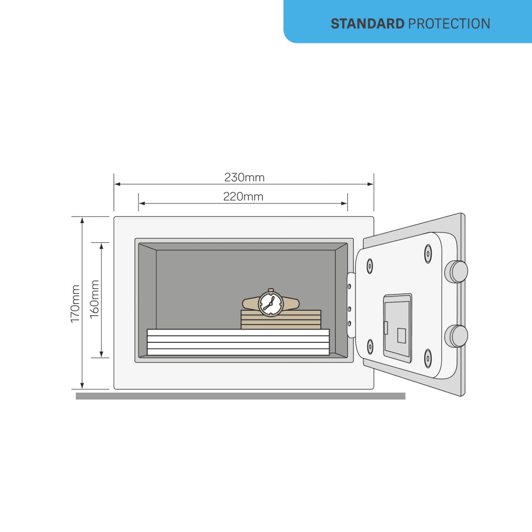Seif Yale standard rezidential mini YSV/170; Se livreaza cu 2 chei; se blocheaza la introducerea consecutiva a 3 coduri personale gresite ; Usor de actionat cu cod personal; Mai mult de 100 000 de combinatii culoare roz — miniatură
