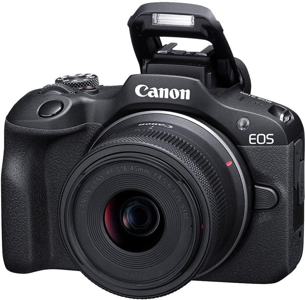 Camera foto Canon Eos R100 Double kit + Obiectiv RF-S 18-45mm F/4.5-6.3 IS STM + RF 75-300 mm, f/4-5.6 kit, Senzor CMOS 22.3 x 14.9mm, 24.1 Megapixeli, Aspect Ratio: 3:2, Procesor:DIGIC 8, Montura RF, Compatibilitate: RF, RF-S, (EF si EF-S cu adaptor), Distanta focla: 1.6x, Dual Pixel CMOS AF — miniatură