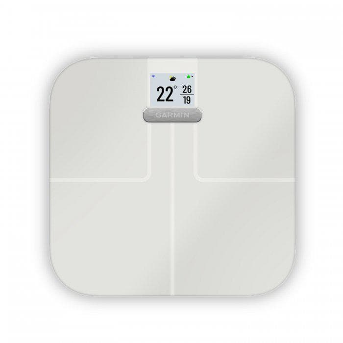 Cantar inteligent Garmin Index S2, Dimensiuni: 320 x 310 x 28 mm, autonomie baterie: până la 9 luni; foloseşte 4 baterii AAA (incluse), Compatibil cu BLE: Da, compatibil cu ANT: Da, Wi-Fi: Da, 2,4GHz, Limită de greutate:181,4 kg, greutate 2kg, alb"